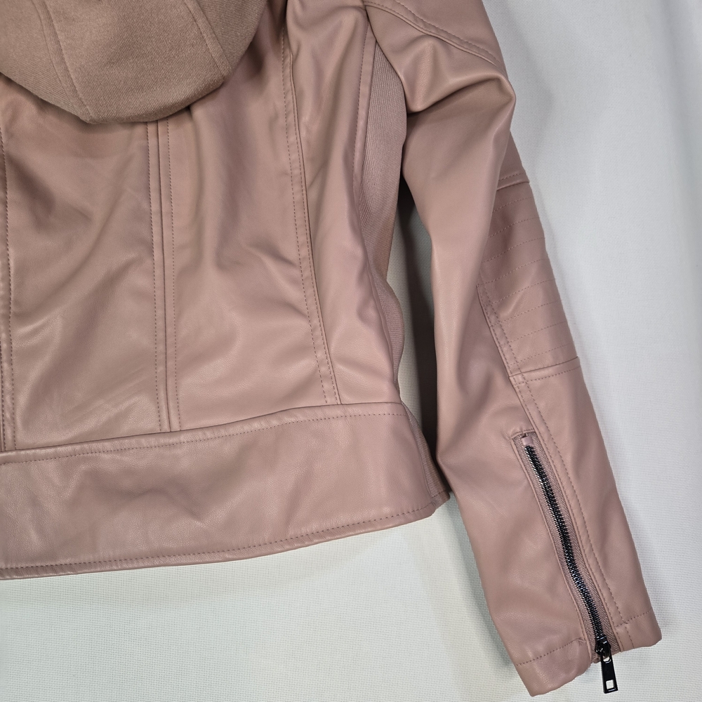 Snobbish Junior Size M Faux Leather Pink Hooded Zip Up Jacket NWT - Picture 12 of 12
